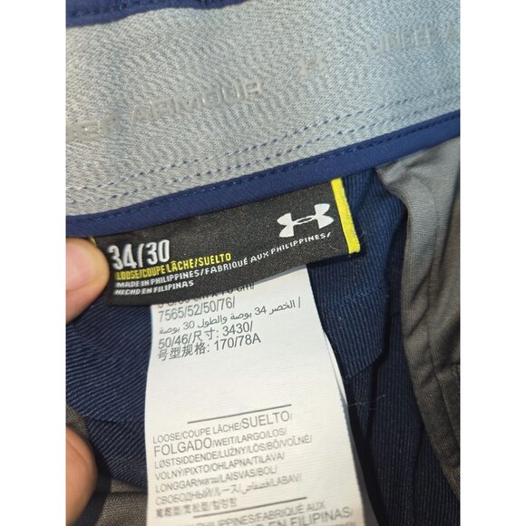 Under Armour Mens Navy Blue Chino Pants 34x30 Polyester/Nylon Blend - Picture 4 of 8